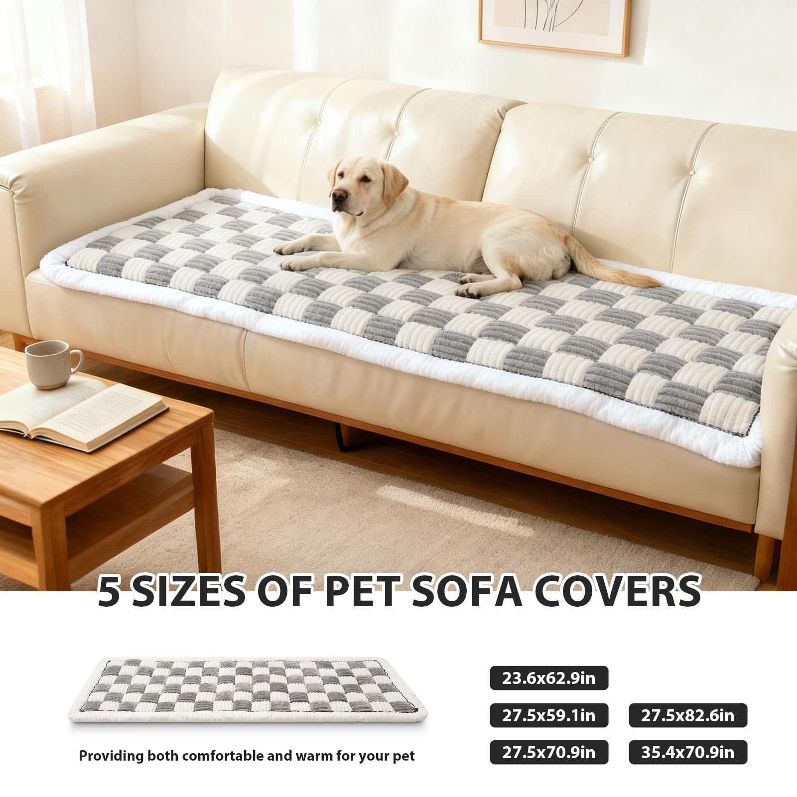 AMTARP Dog Couch Cover anti-slip-back-silicone keeps it in place on sofas.