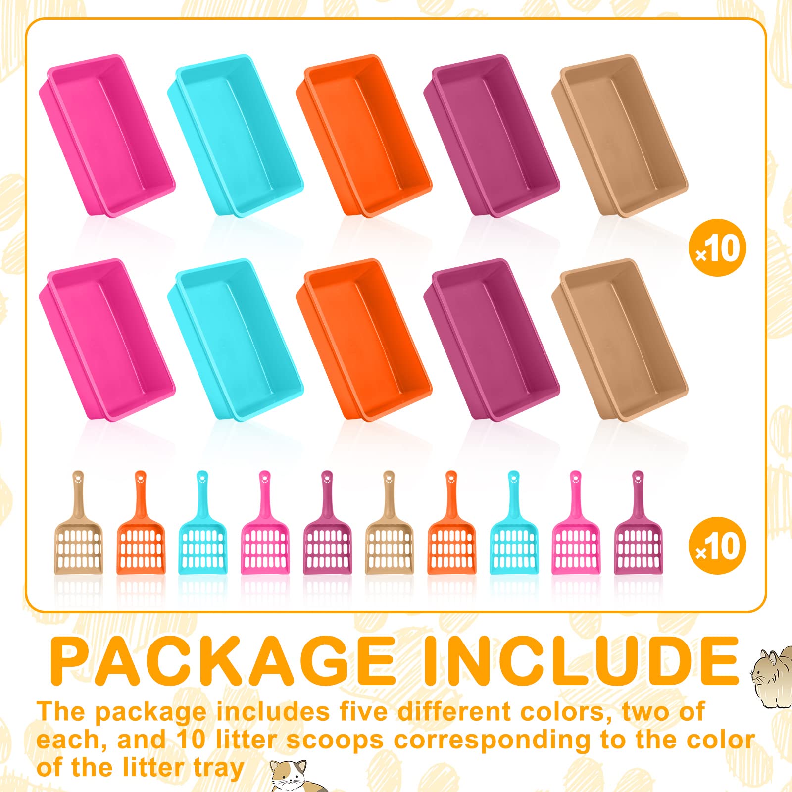 Amyhill open cat litter box scoops colorful pack displayed for convenient cleaning.