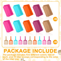 Amyhill open cat litter box scoops colorful pack displayed for convenient cleaning.