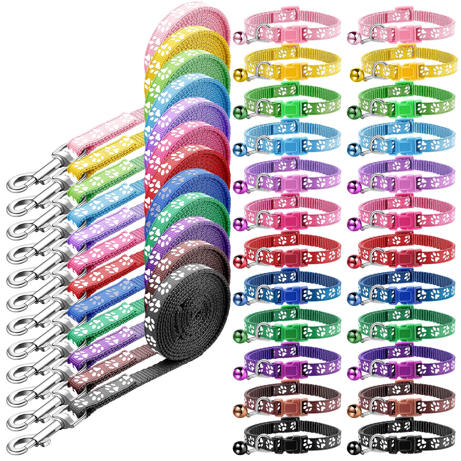 Amylove 48-piece package view shows ready-to-use collars and leashes for convenient daily walks.