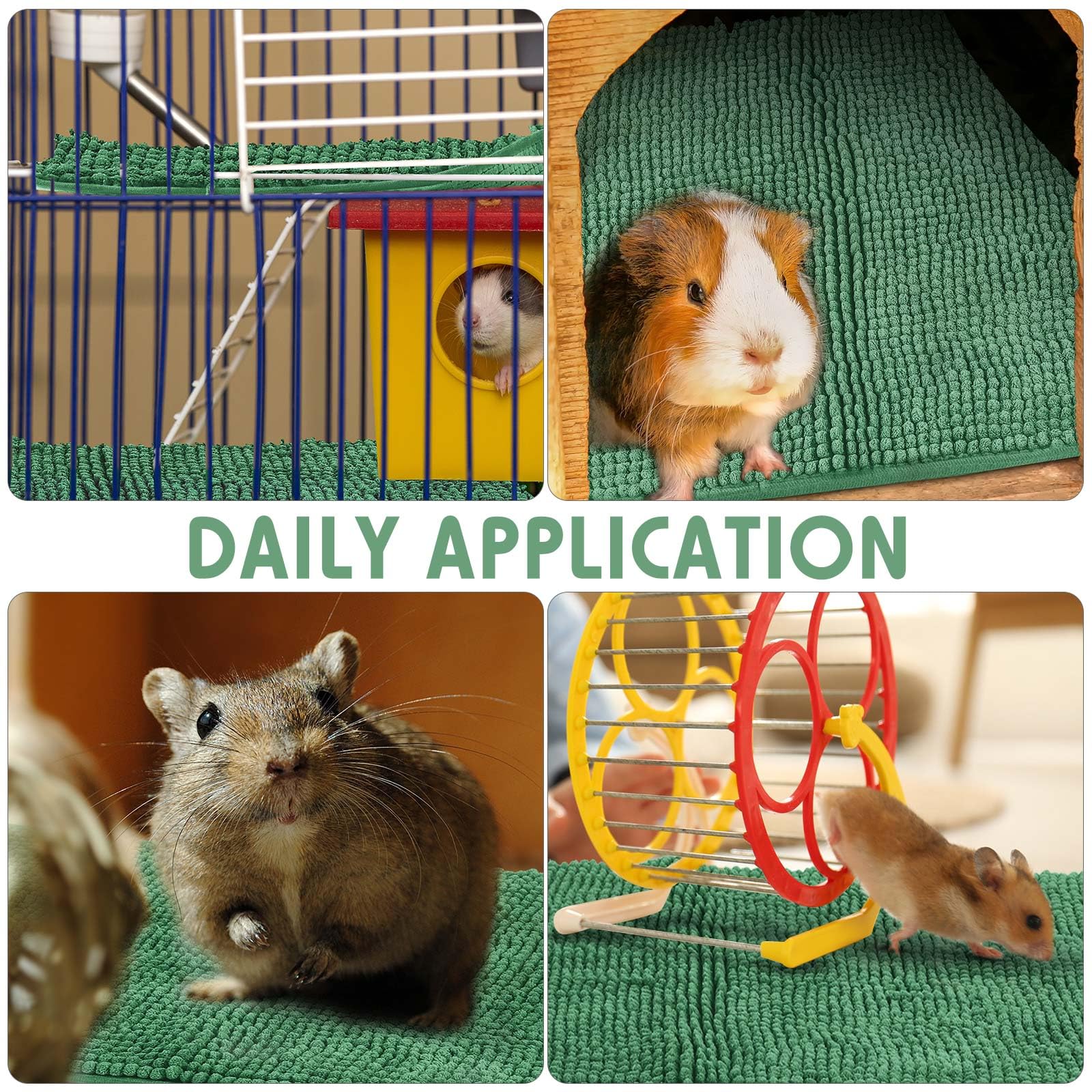 Amylove dark green color blends with cages while protecting floors.