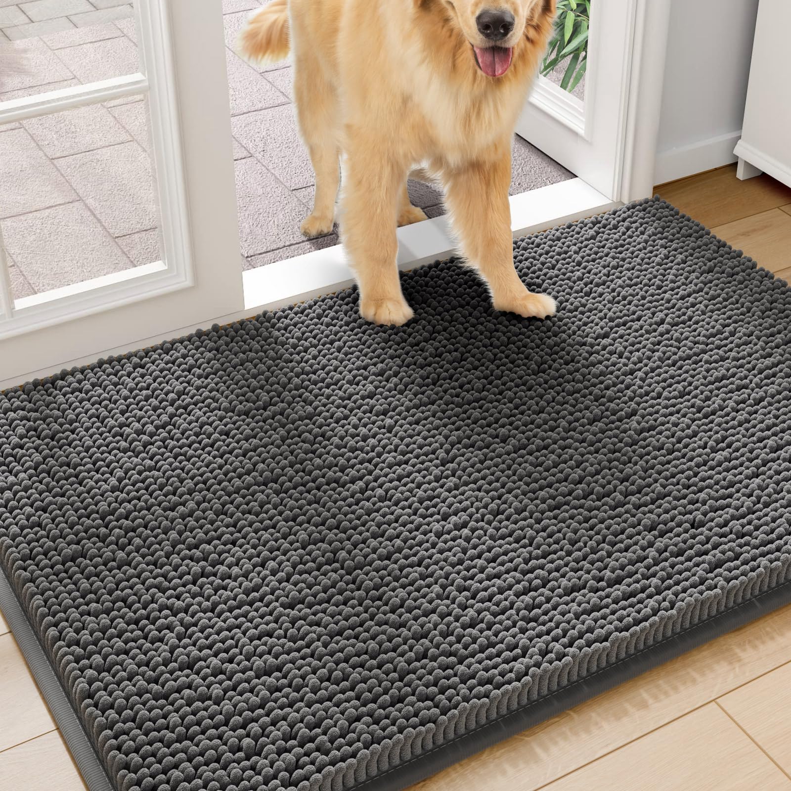 Amyracel Dirt Trapping Door Mat plush microfiber close-up for cozy entry comfort.