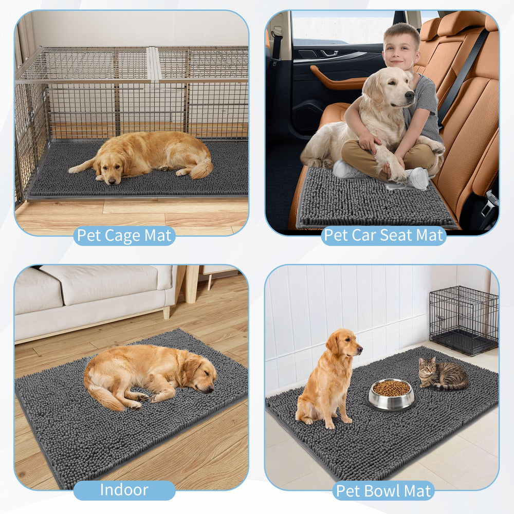 Amyracel Dirt Trapping Door Mat captures muddy paws before tracking dirt inside.