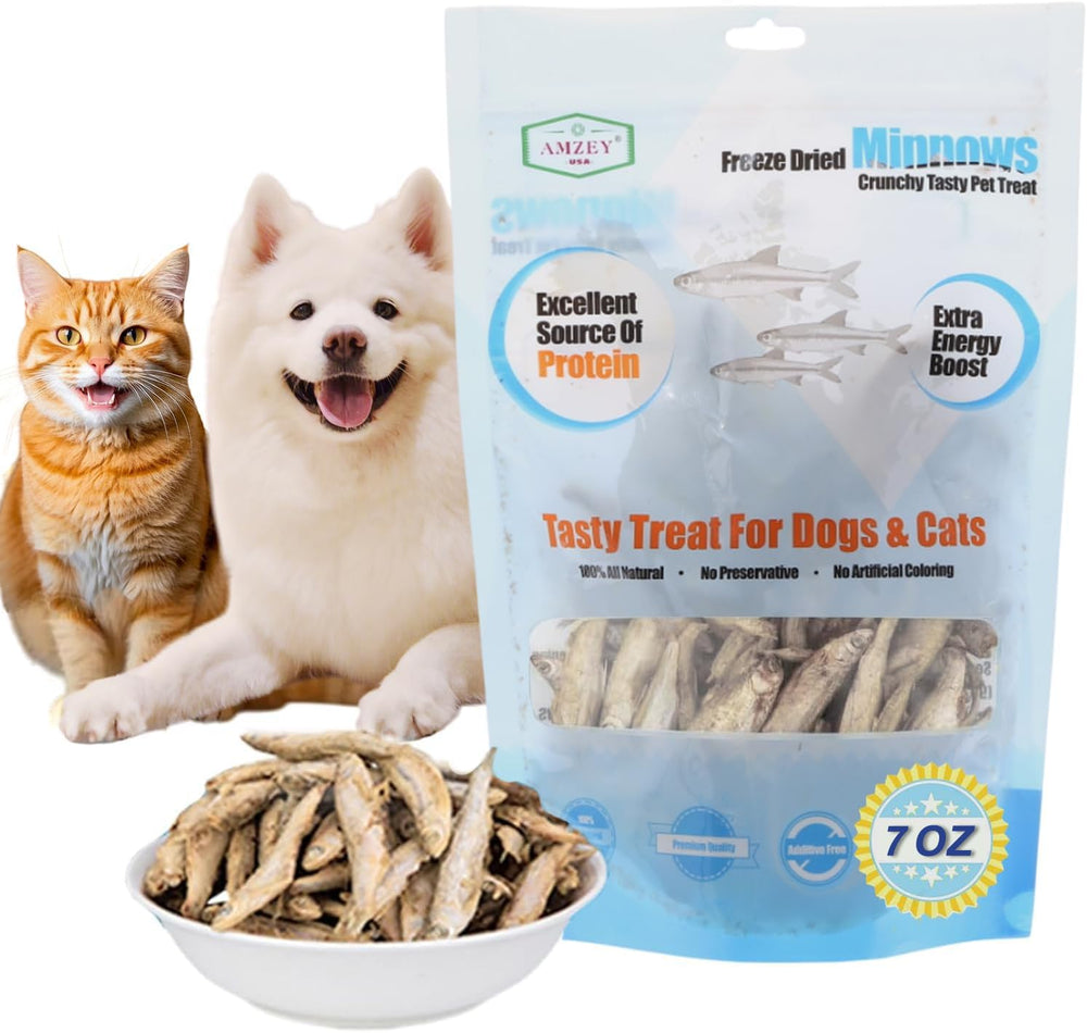 Amzey 7oz Minnows packaging image showing bulk resealable bag for freshness
