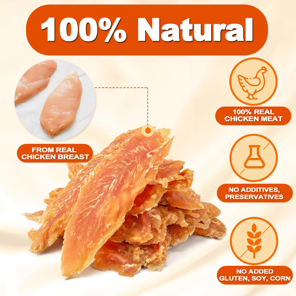 Amzey Chicken Jerky close-up texture highlights meaty, protein-rich strips