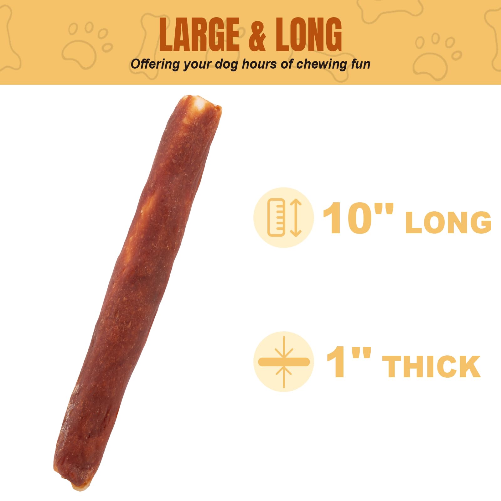 Amzey long-lasting chew action captures a large dog enjoying the chew.