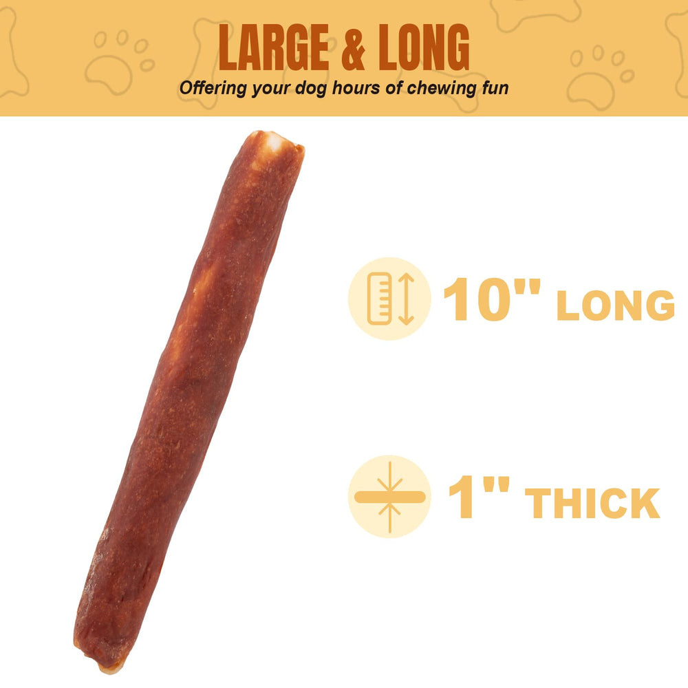 Amzey long-lasting chew action captures a large dog enjoying the chew.