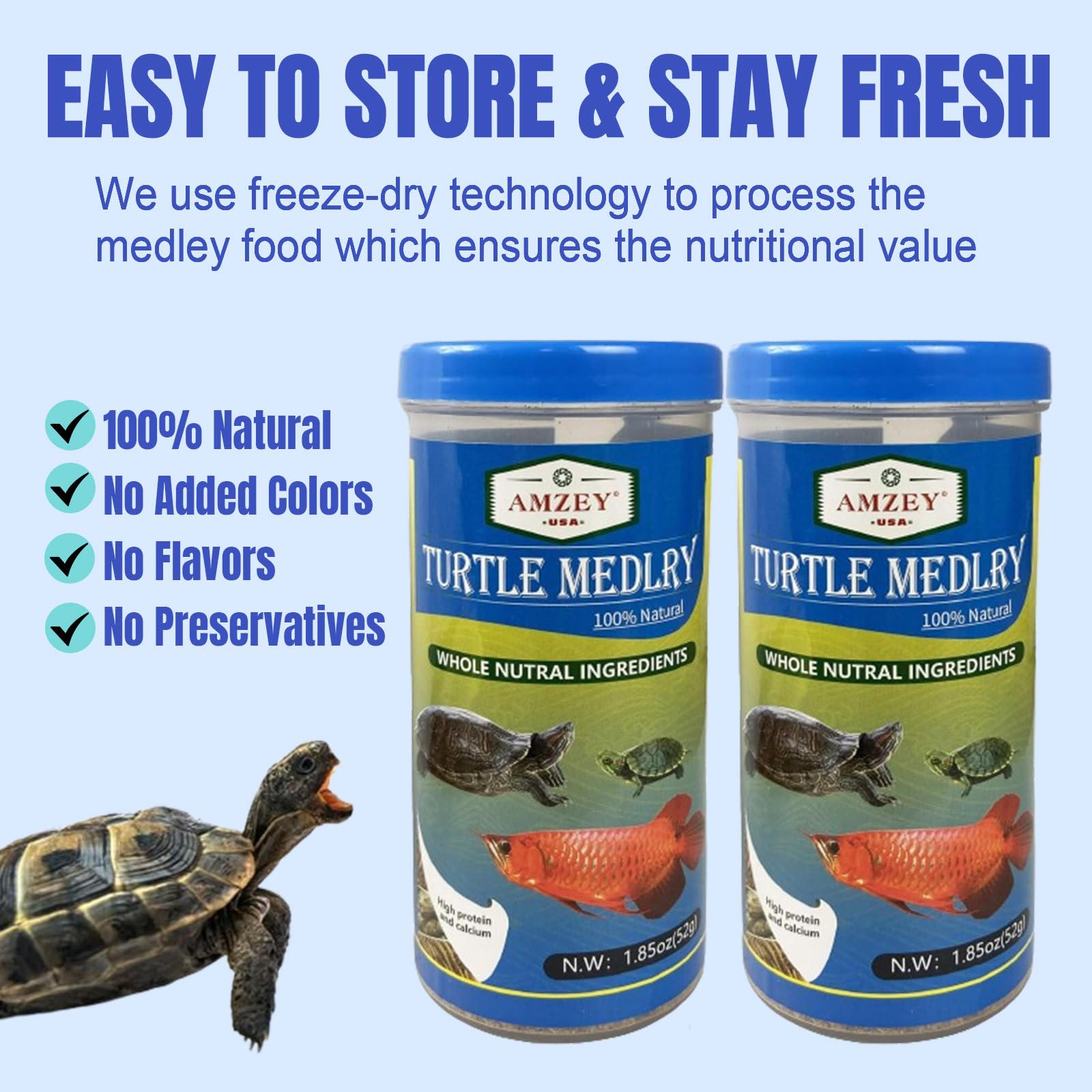 Amzey turtle medley portion-serve enables measured feeding