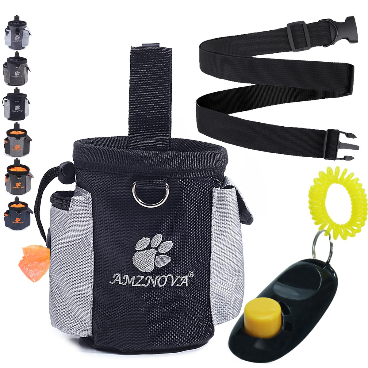 AMZNOVA TreatNow bag showing the side pockets for quick-access treats on walks
