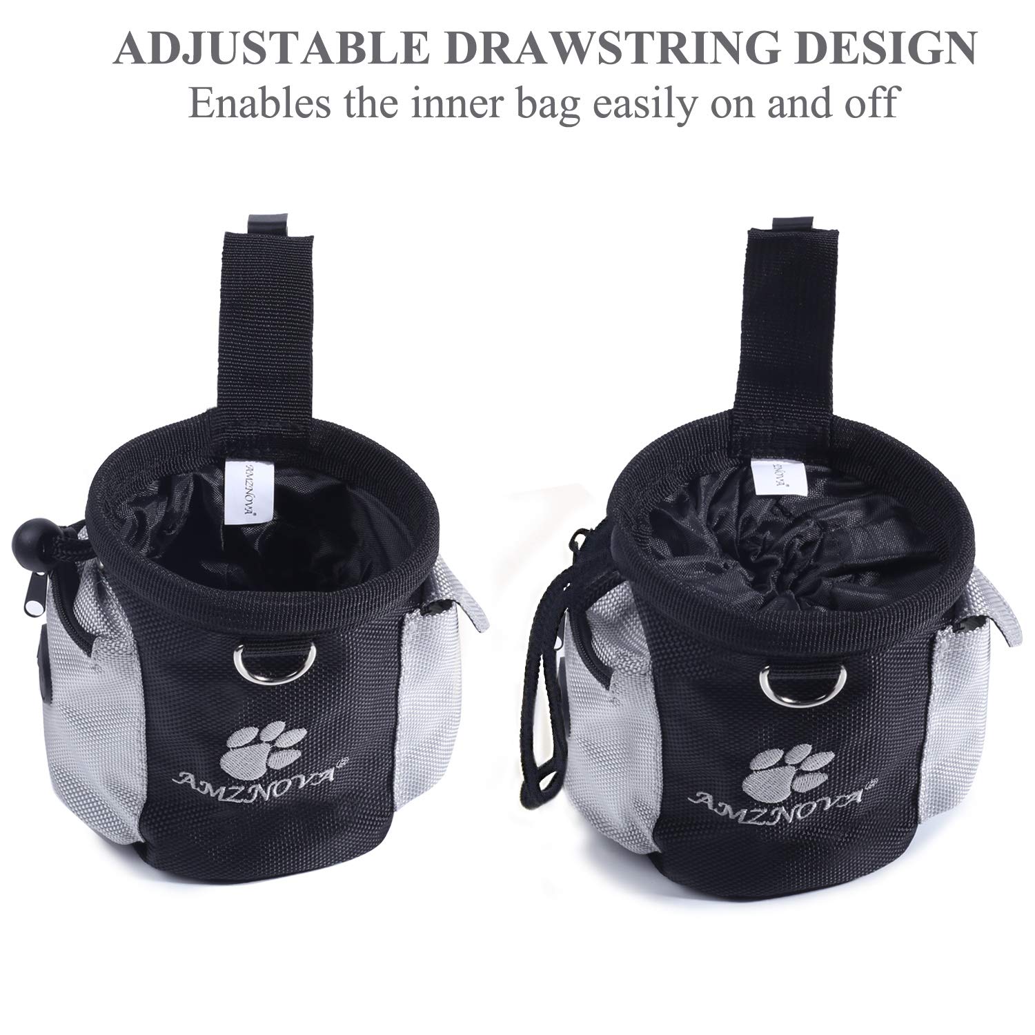 AMZNOVA TreatNow external trash bag dispenser attached to the pouch