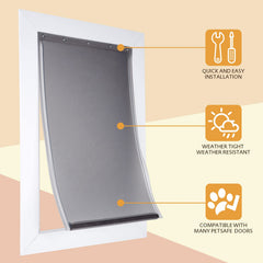 AMZOO dog door flap silica-gel material closeup highlights durable yet gentle edge.