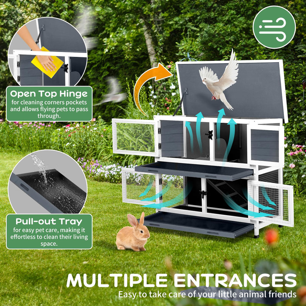 AMZOSS rabbit hutch assembly-parts close-up demonstrates quick setup