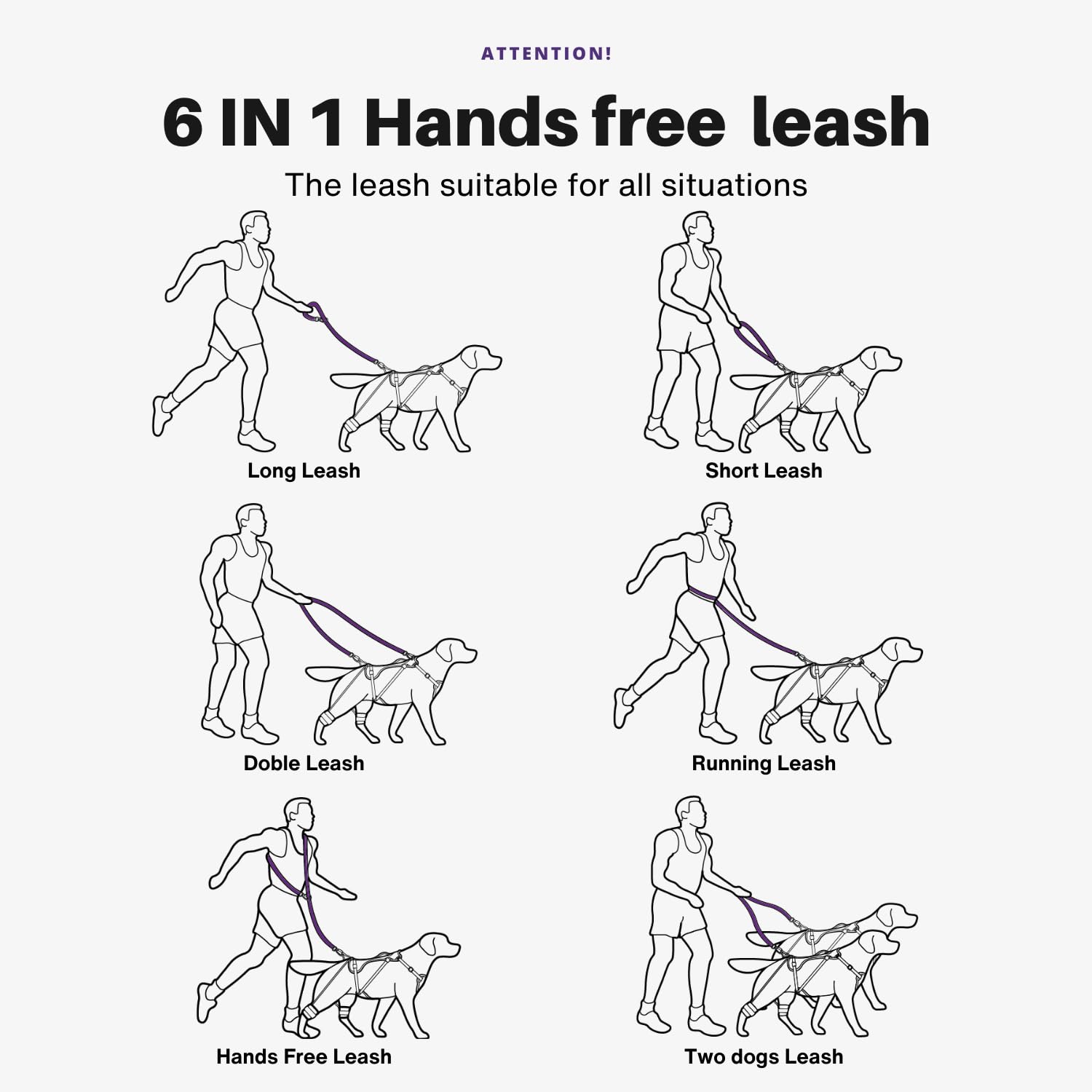 ANAFNI heavy-duty tactical dog leash flexible length adjustment aids comfortable walks in crowds or open spaces.
