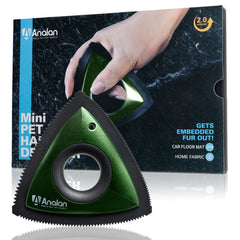 Analan Mini Pet Hair Remover triangle in forest green for fast fur pickup on upholstery
