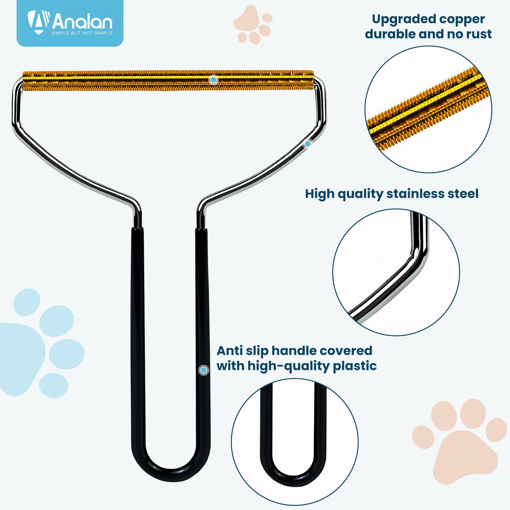 Analan rubber tool grabs fine hair from clothes and bedding.