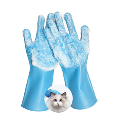 Anazzly pte Grooming Gloves front close-up shows bite-resistant protection for safe pet grooming.
