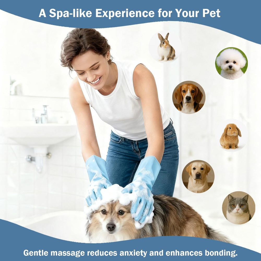 Anazzly pte Grooming Gloves show household versatility for dishes and car cleaning.