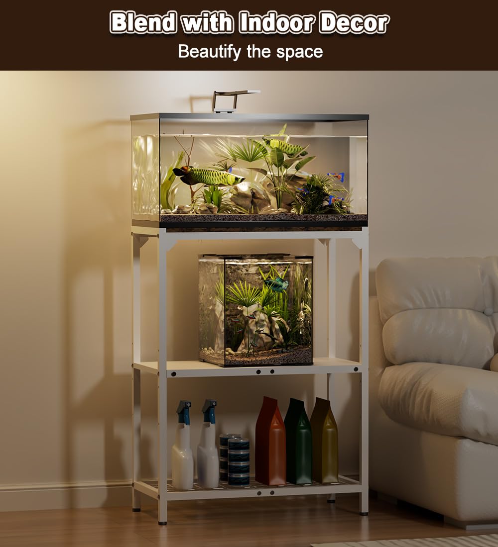 AnBaiMei aquarium stand adjustable feet adapt to uneven floors.