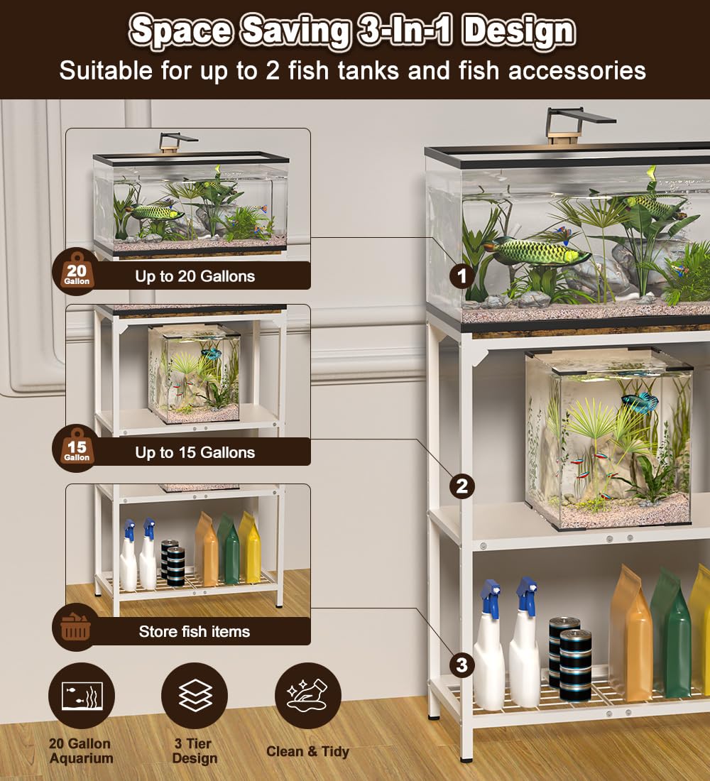 AnBaiMei aquarium stand side detail showing strong metal frame for stability.