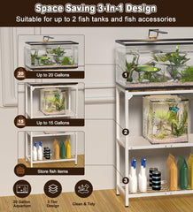 AnBaiMei aquarium stand side detail showing strong metal frame for stability.