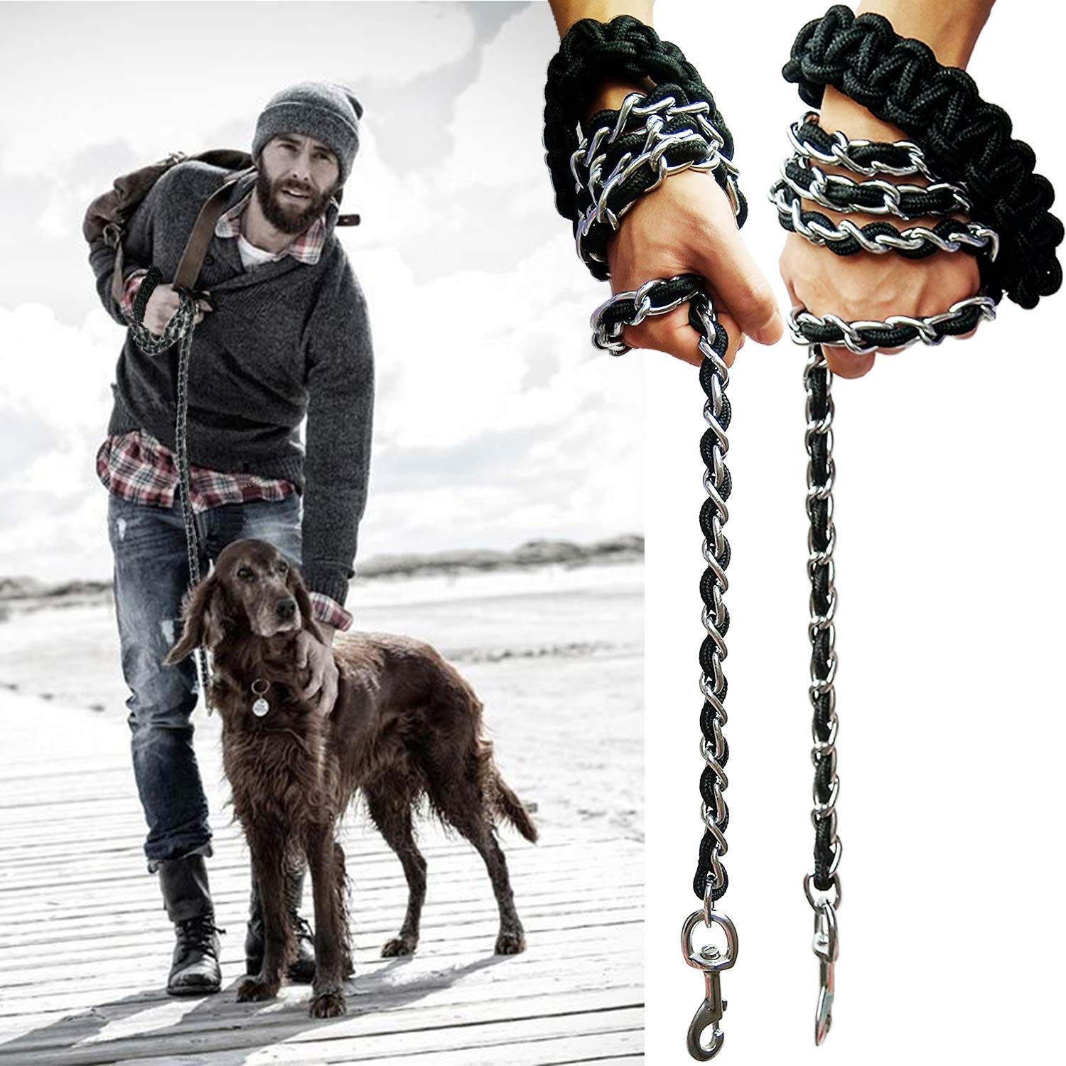 AncBace dog leash chrome-plated shine adds stylish visibility outdoors.