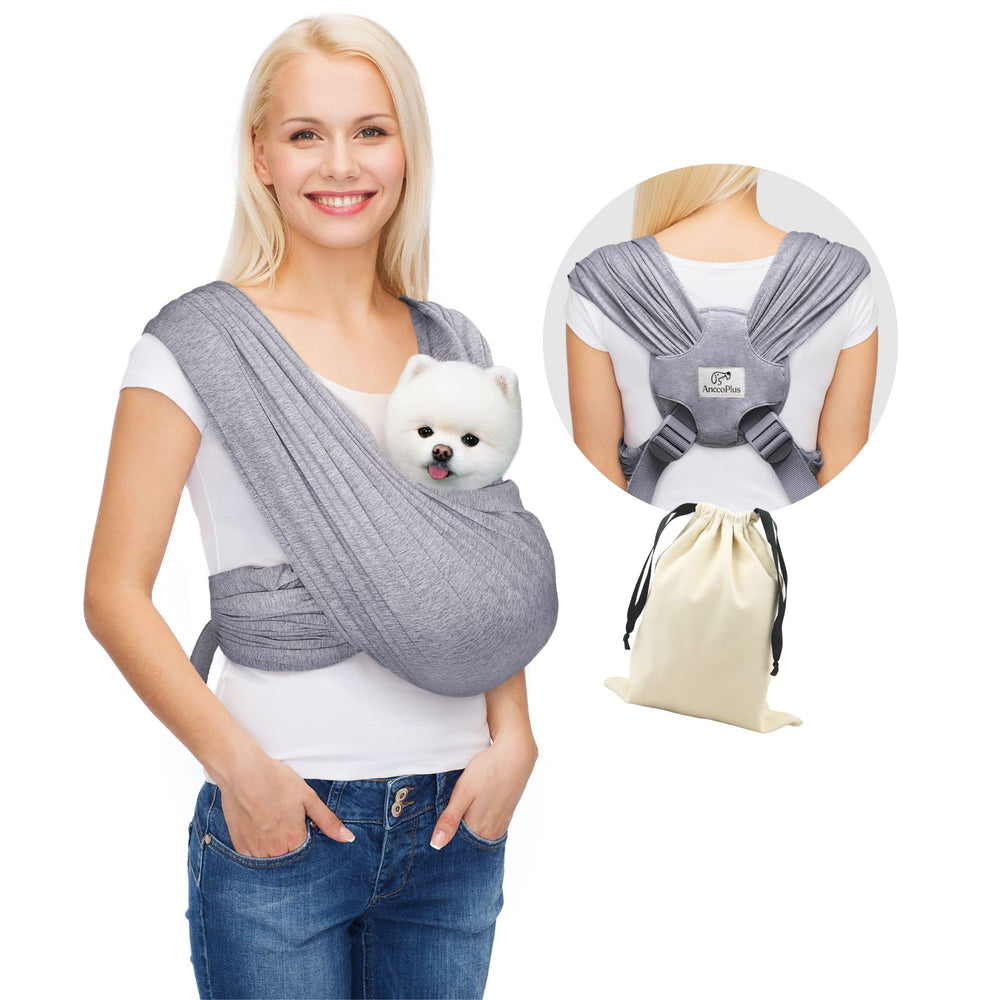 AnccoPlus dog carrier front design secures small dogs for close carry.