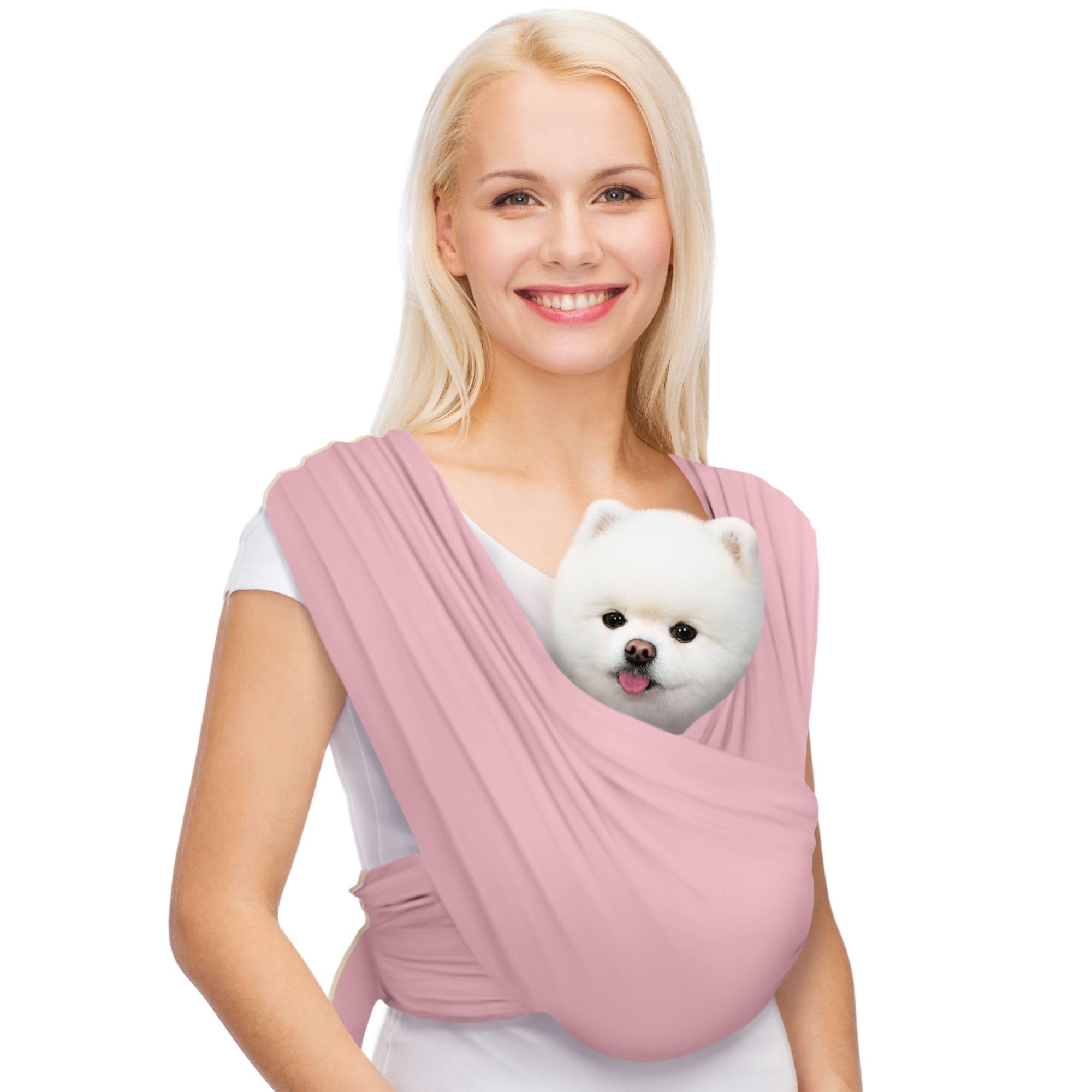AnccoPlus front-facing dog sling light pink enables secure hands-free carrying for small dogs.