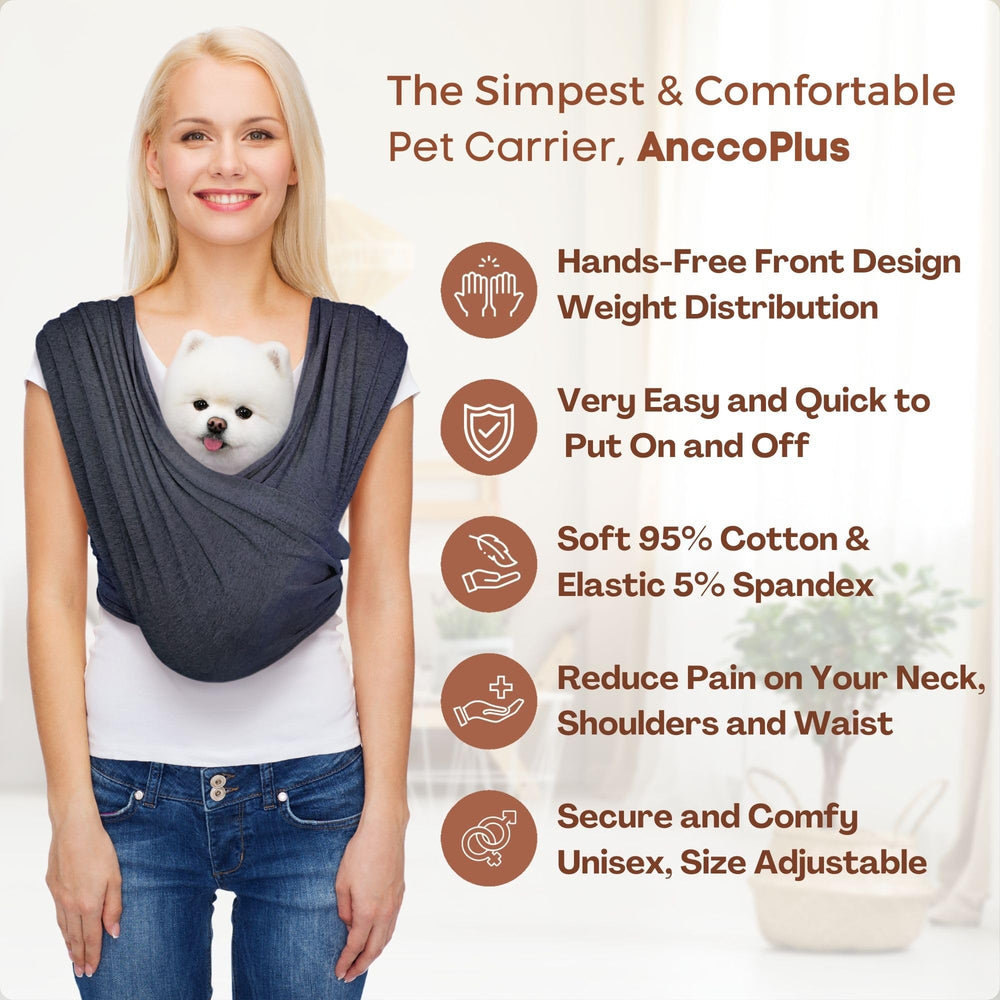 AnccoPlus soft cotton fabric shown, emphasizing breathable comfort for small pets