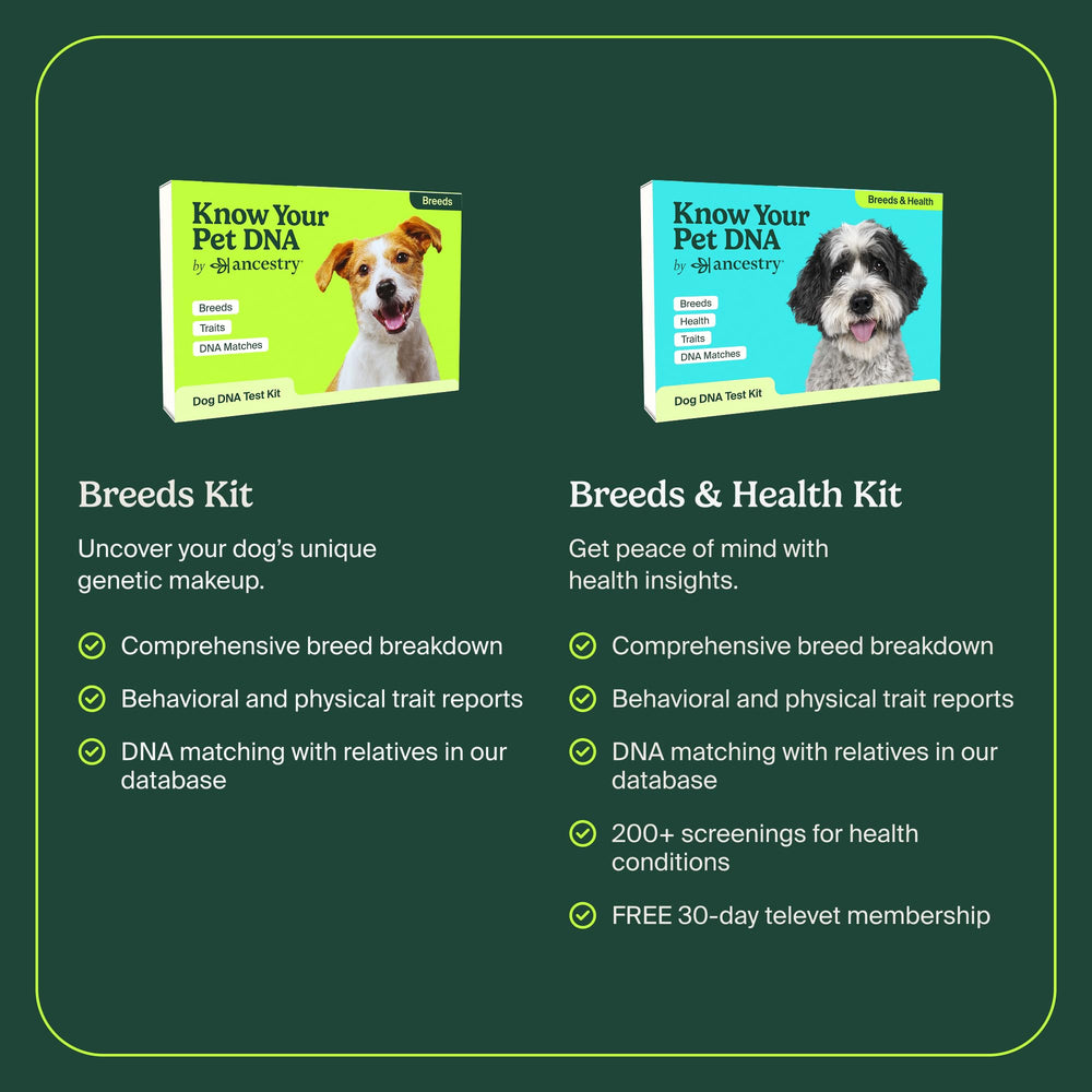 AncestryDNA heritage panel helping understand your dog's ancestry and traits.