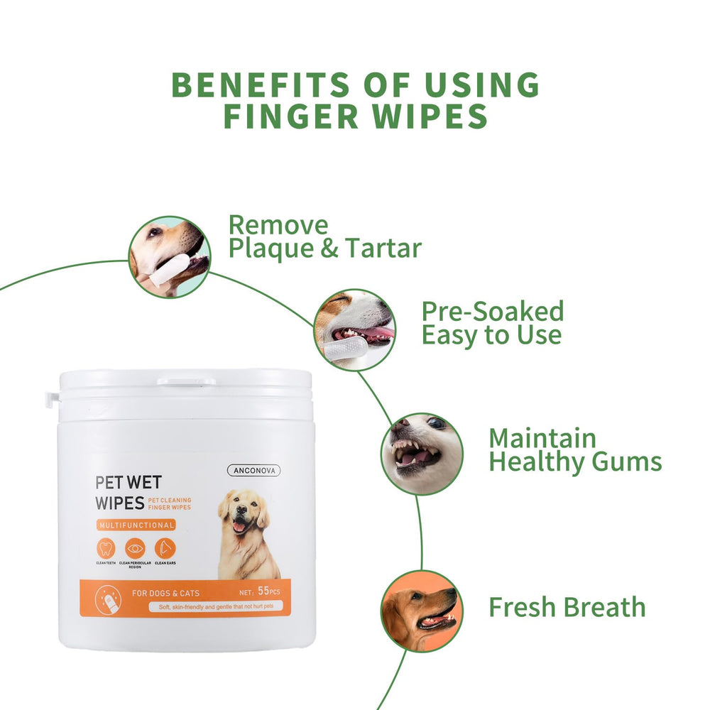 ANCONOVA Pet Teeth Wipes cat use for safe dental care.