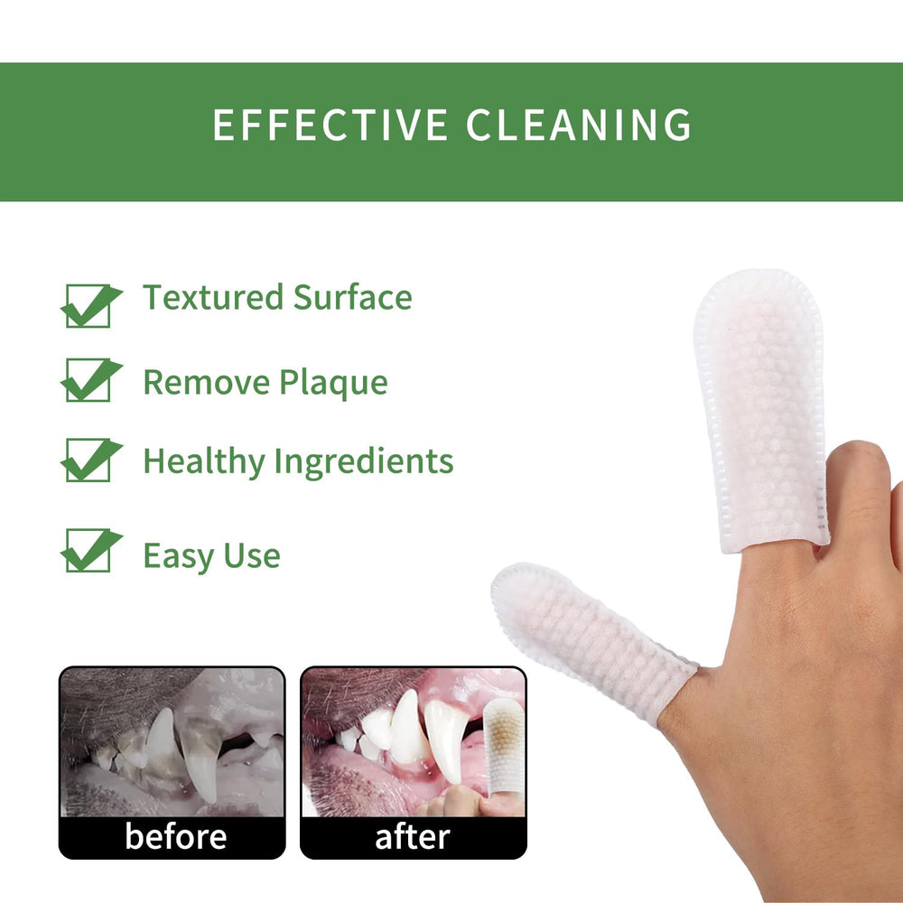 ANCONOVA Pet Teeth Wipes shown on finger for flexible cleaning use.