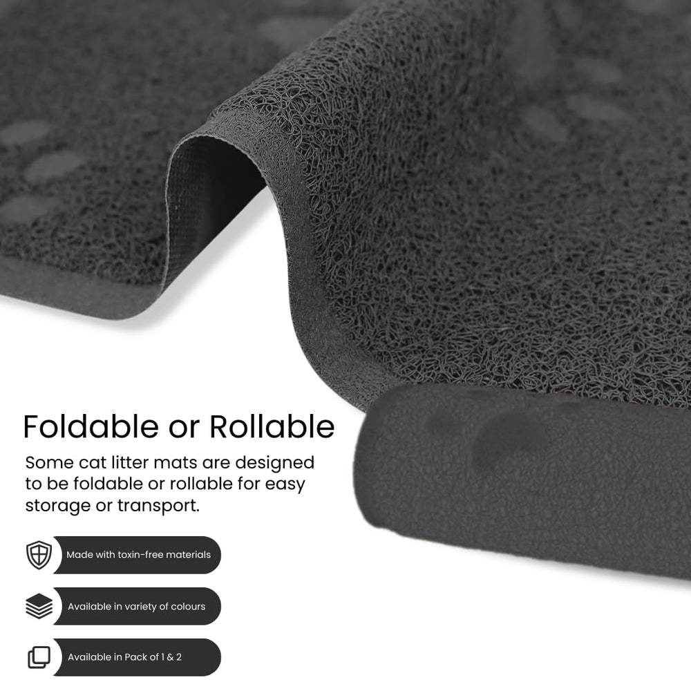 Andalus small cat litter mat grey dense-mesh supports efficient litter trapping.