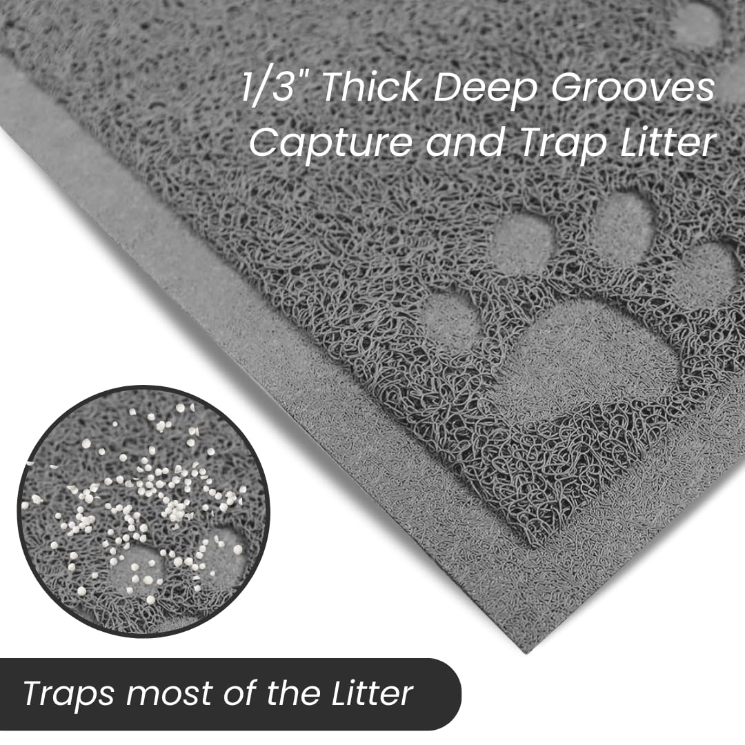 Andalus small cat litter mat grey easy-clean design simplifies maintenance between cleanings.