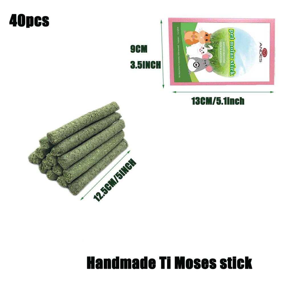 ANDES Rabbit Chew Toys closeup showing handmade sticks and rich fiber for digestion support.