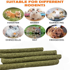 ANDES Rabbit Chew Toys in use with a curious bunny enjoying hay sticks.