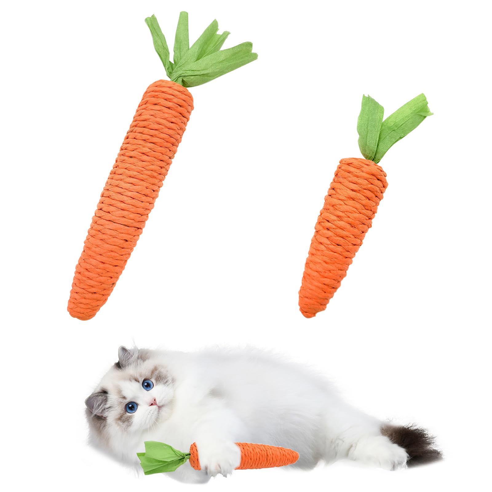 Andiker carrot toy small captivates cats with vibrant color and textured rope play