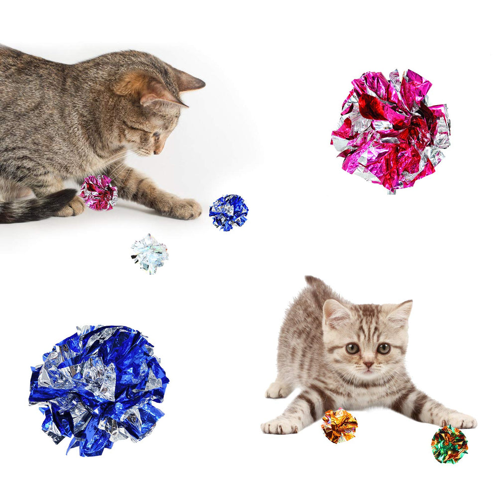 Andiker cat crinkle ball silver reflective surface encourages batting and carrying.