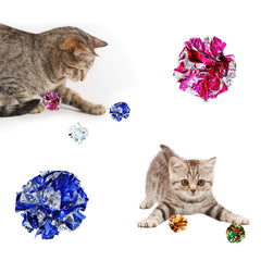 Andiker cat crinkle ball silver reflective surface encourages batting and carrying.