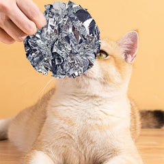 Andiker cat crinkle ball white silver packaging shot suggests a 2-pack enrichment option.