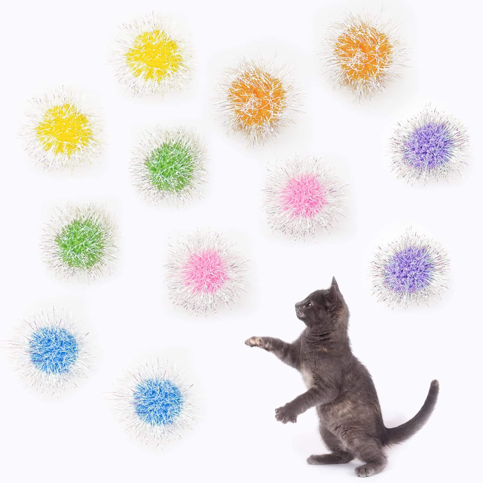 Andiker Cat Sparkle Balls closeup shows premium plush texture for engaging, interactive play