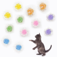 Andiker Cat Sparkle Balls closeup shows premium plush texture for engaging, interactive play