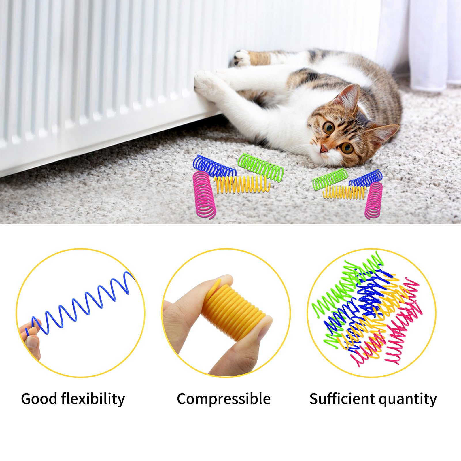 Andiker cat spring toy bounce action showcases durable coils for long-lasting kitten fun.