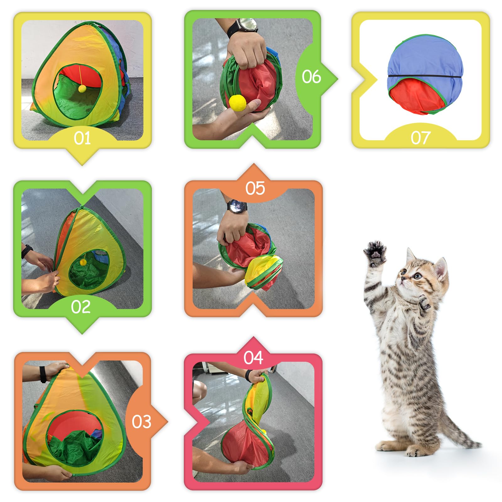 Andiker cat tent three holes enables versatile play and exploration