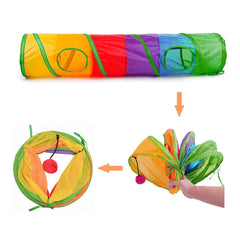 Andiker cat tunnel 45in rainbow ball toy close-up to boost batting and chase fun.