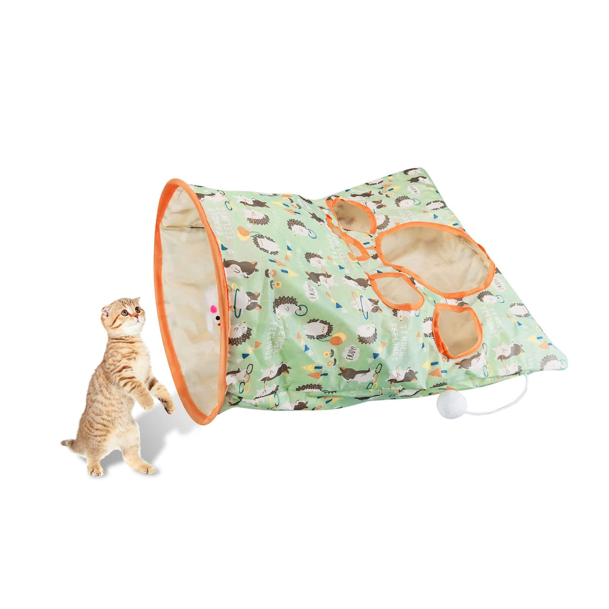 Andiker cat tunnel foldable crinkle bag for indoor play and stimulation.