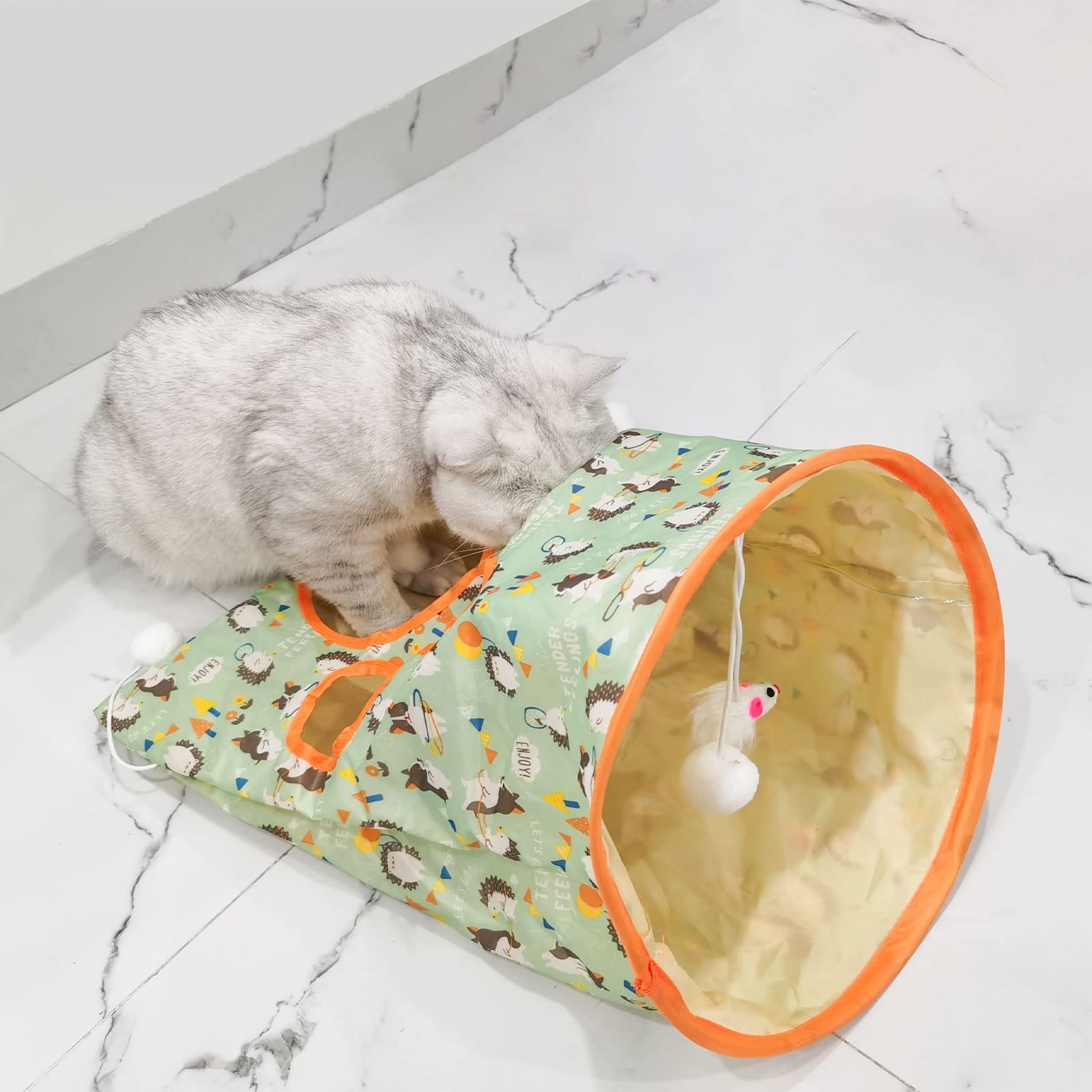 Andiker cat tunnel foldable for easy storage and quick cleaning.