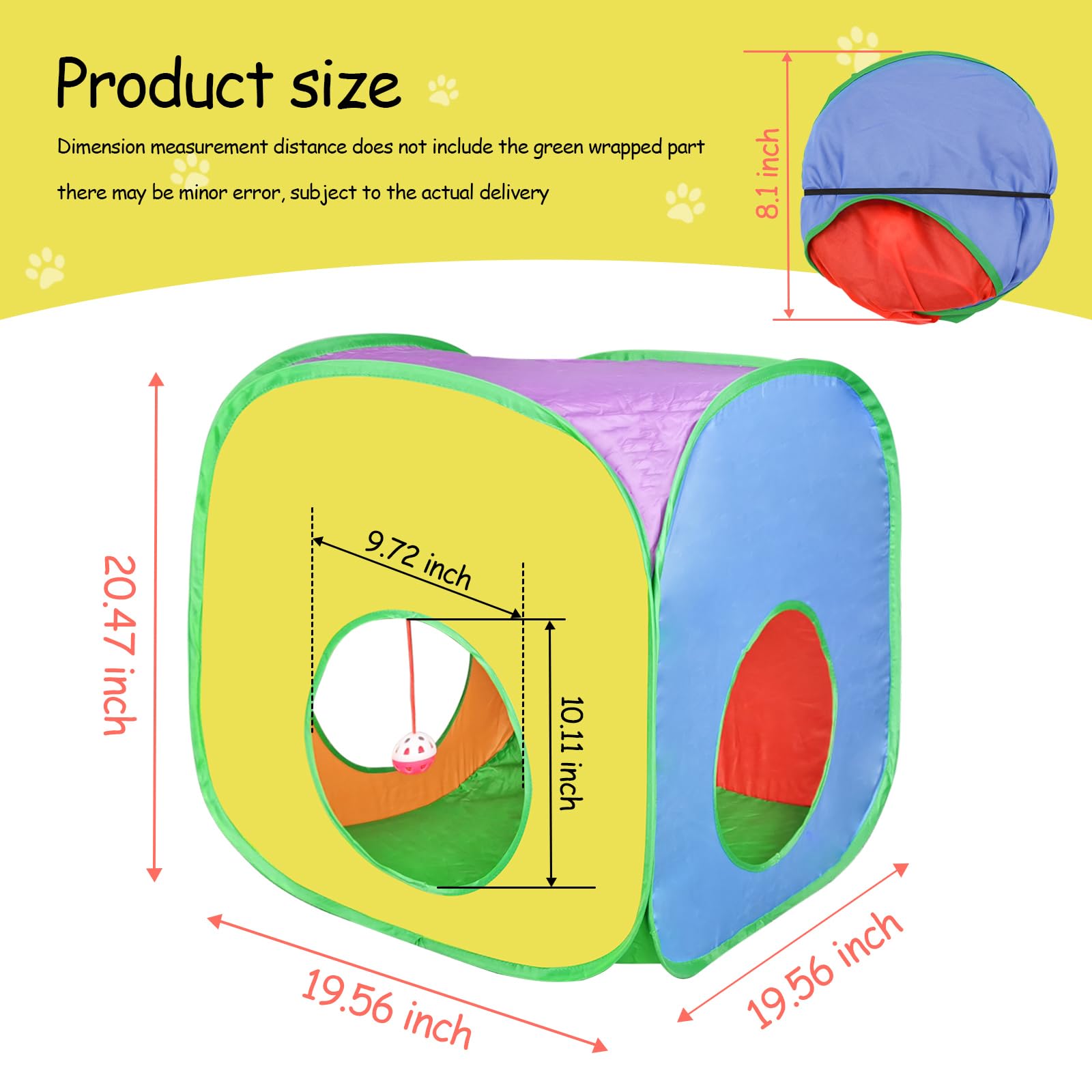 Andiker Cat Tunnel three holes enhances exploration and interactive play sessions.