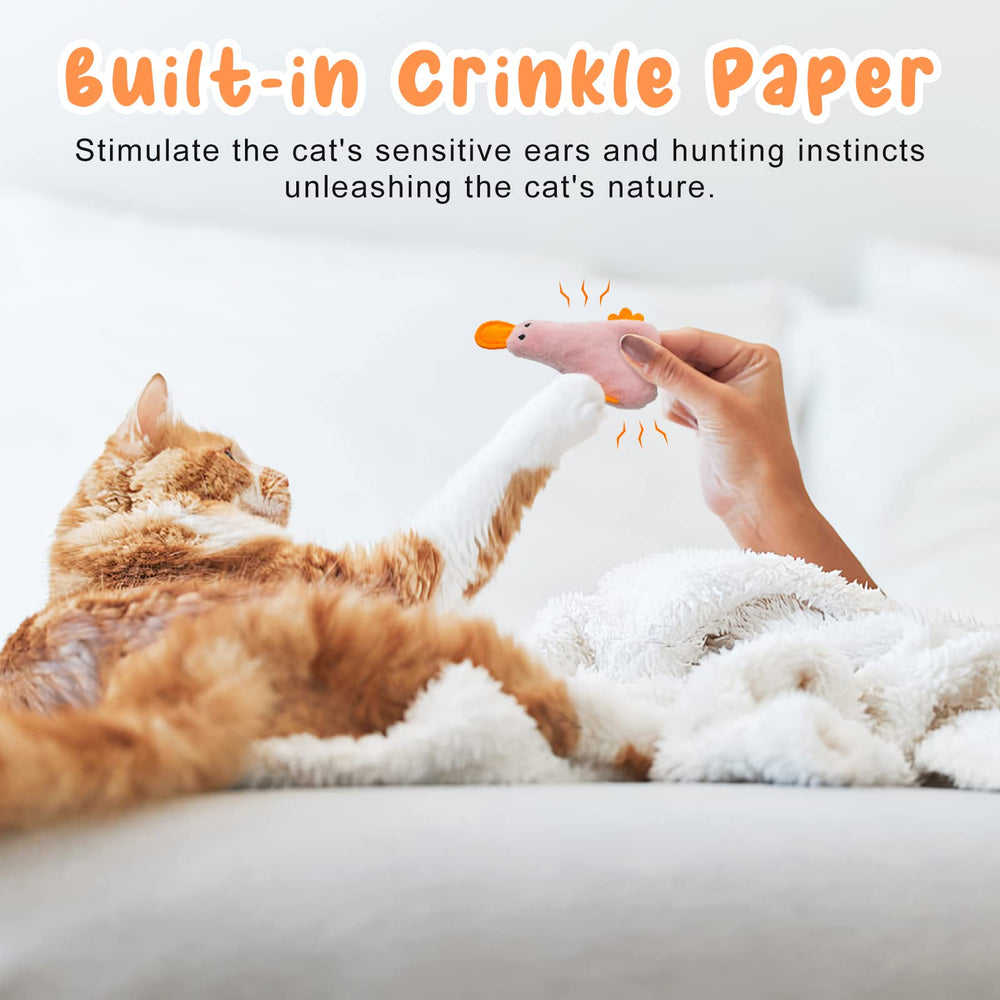 Andiker catnip toy duck gray, crinkle inside for stimulating hunting instincts