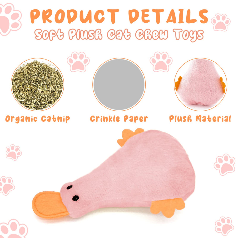 Andiker catnip toy duck green, durable chew-friendly plush for teething and bite resistance