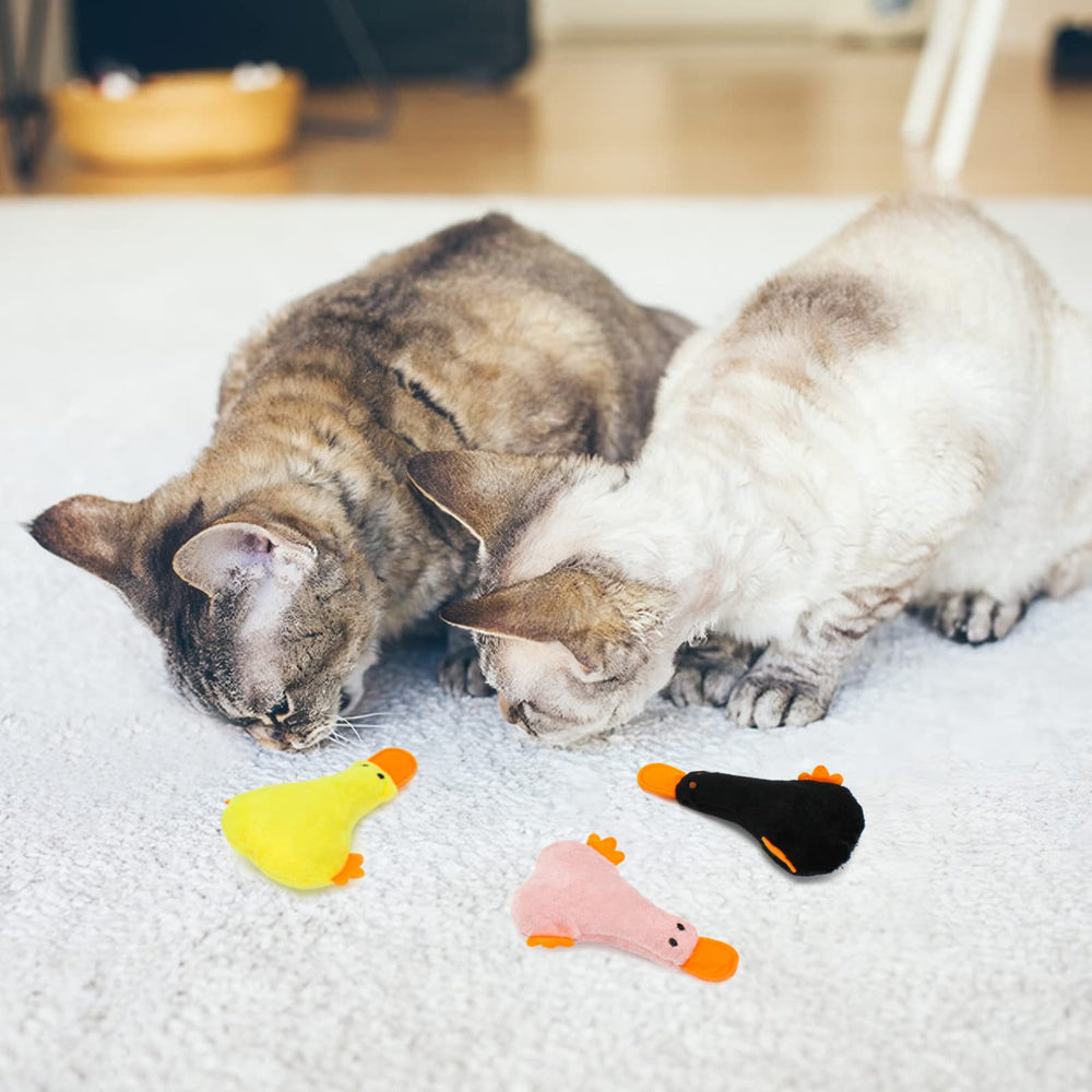 Andiker catnip toy duck gray, soft plush for safe indoor cat fun